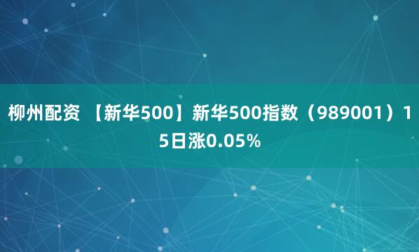 柳州配资 【新华500】新华500指数（989001）15日涨0.05%